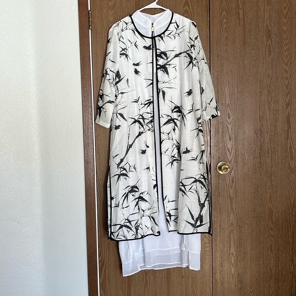 Oriental style dress with overlay “jacket”